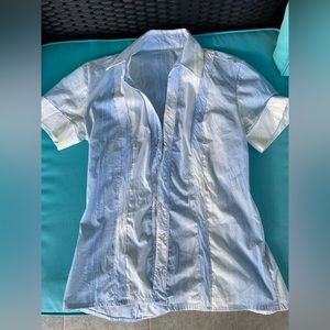 Blue and White Short Sleeve Top